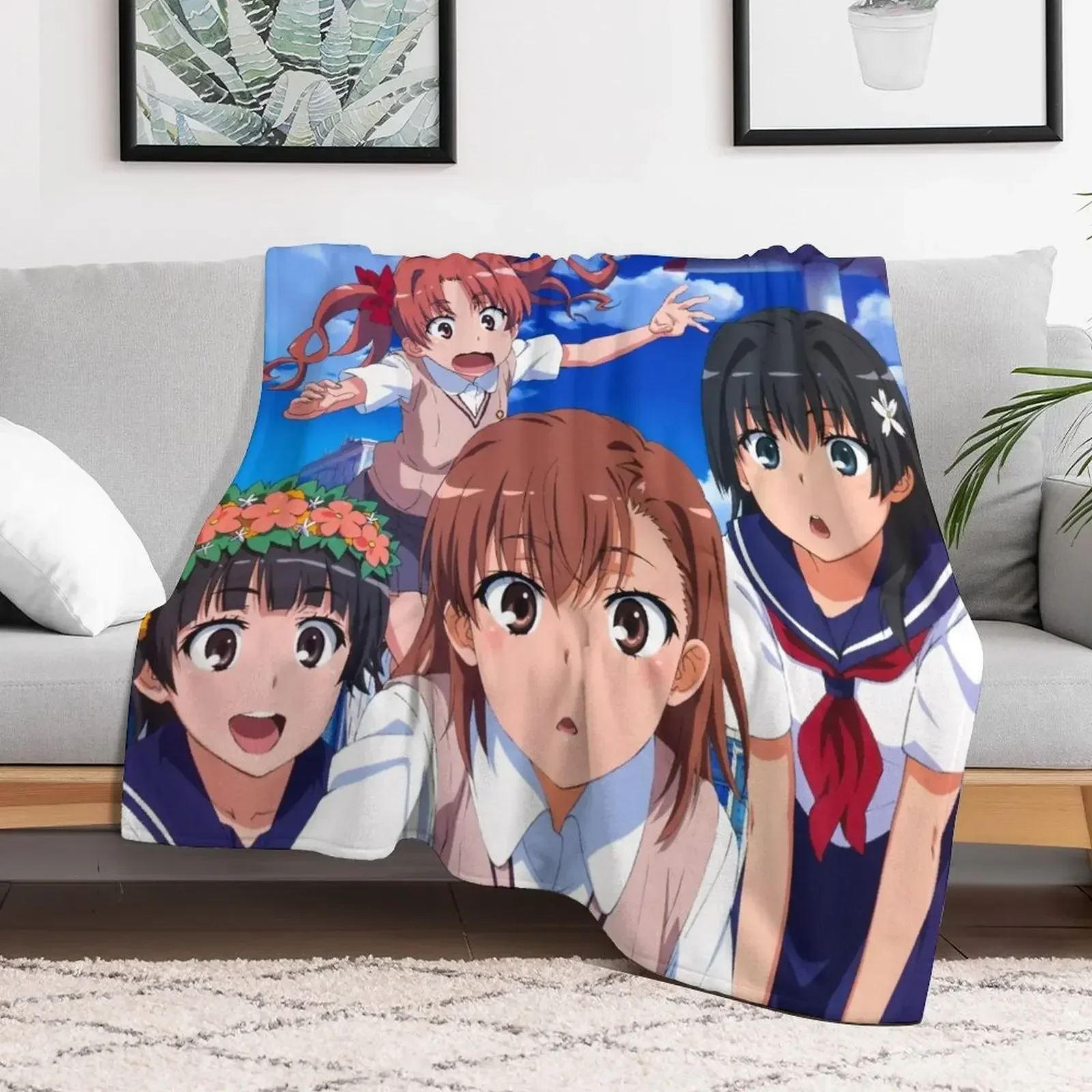 Toaru Kagaku - Misaka Mikoto, Shirai Kuroko, Saten Ruiko, Uiharu Kazari Throw Blanket for babies Camping Blankets