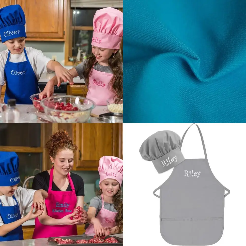 

Детский фартук и шапочка с вышивкой на заказ, сделанные в США, для малышей и детей