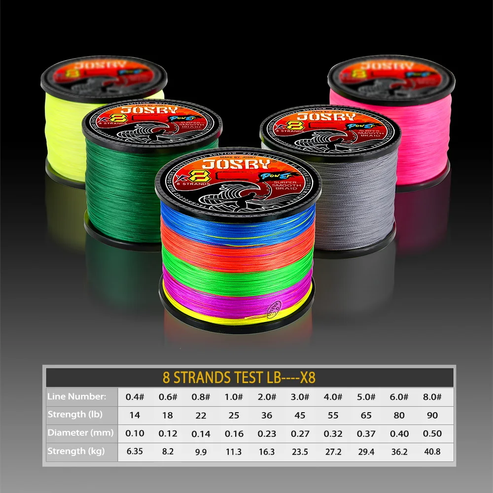 JOSBY 8 Strands 300M 500M 100M PE Braided Fishing Line 18-100LB Multifilament Super Strong Wire Japan Saltwater Sea Accessories