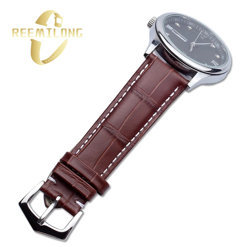 First layer cowhide watch strap For Patek Philippe 18mm 19mm 20mm Black brown white blue watchband silver rose gold pin buckle