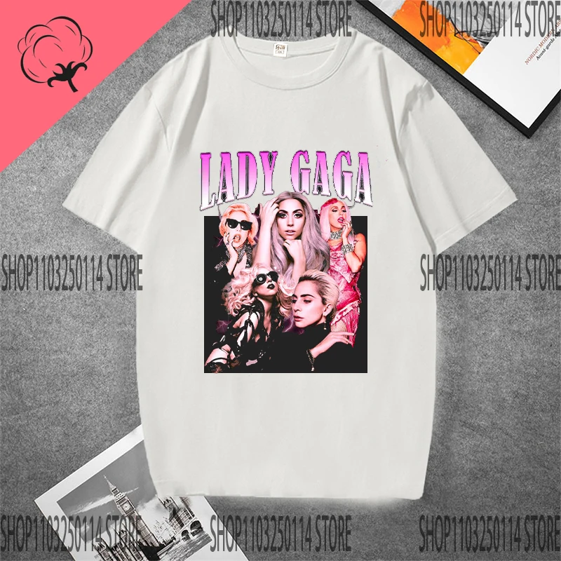 Lady Gaga 100% pure cotton T Shirt Female Singer Mother Monster Vintage Washed Tops Tees Oversized T-shirt  Short Sleeve