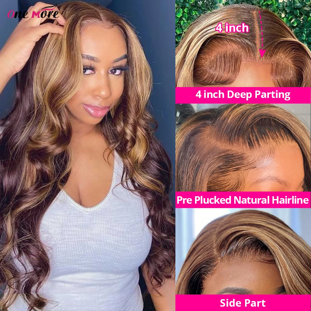 Highlight Wig Human Hair Body Wave Lace Front Wig 13x4 Honey Blonde Lace Front Human Hair Wigs Pre Plucked