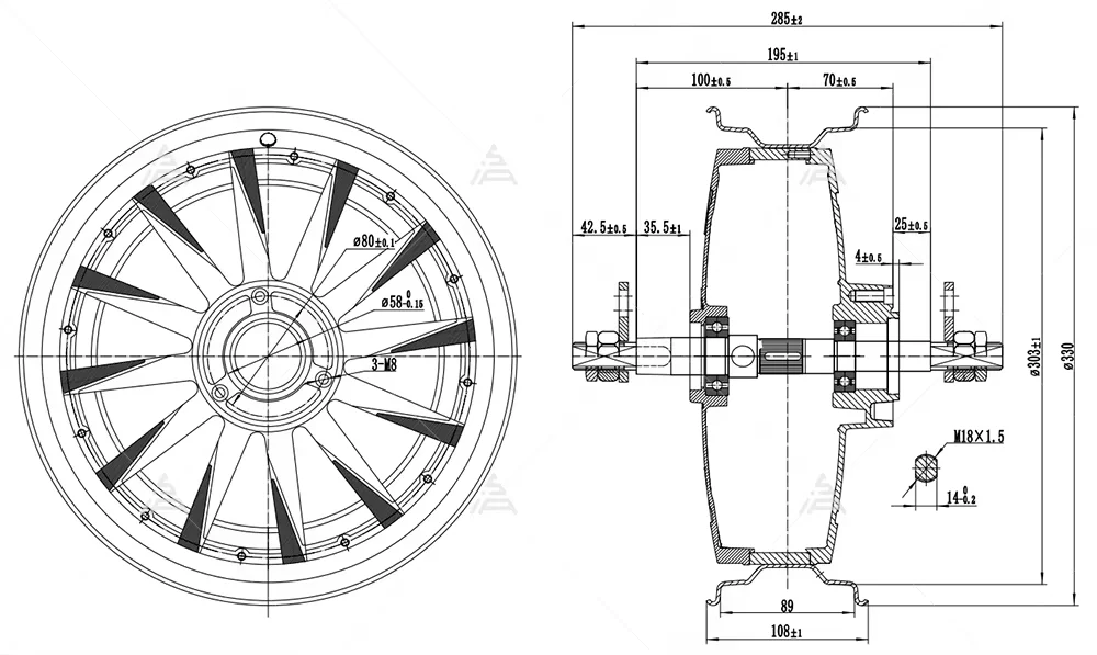 QSMotor QS260 12x3.5 Inch 1500W V1 Hub Motor Wheel 48V 60KPH High Speed E-Motorcycle Conversion Kit for Electric Scooter BLDC