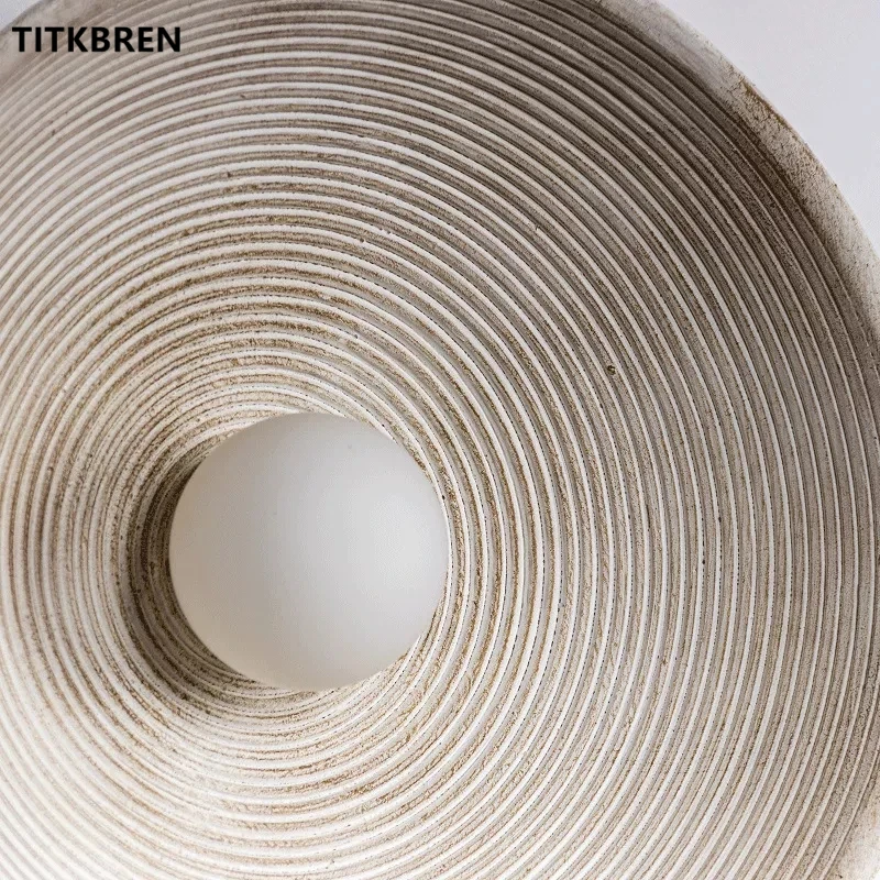 Retro Japanese Style Circle Wall Lamp For Home Indoor Living Dining Room Aisle LED Sconces Design Make Old Resin Vortex Lighting