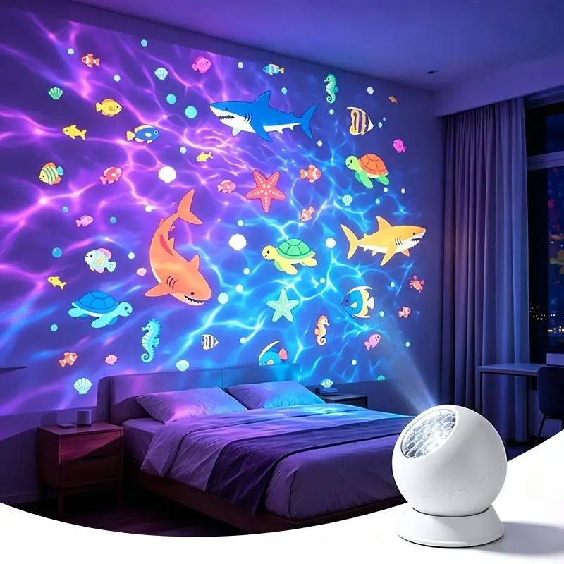 【BA】Dynamic Ocean Projector Night Light With Sea Animal Patterns Effect Perfect For Kids Bedroom Nursery Birthday Party Decor