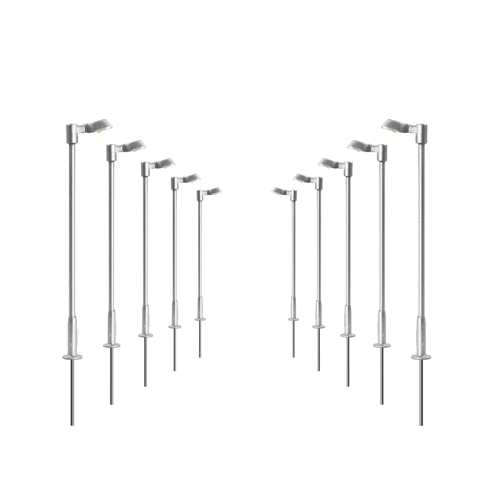 Evemodel 10pcs Z Scale 1:220 Street Lights Bright White LED Metal Silver Lamps with Resistors for 12V LD12ZWSi