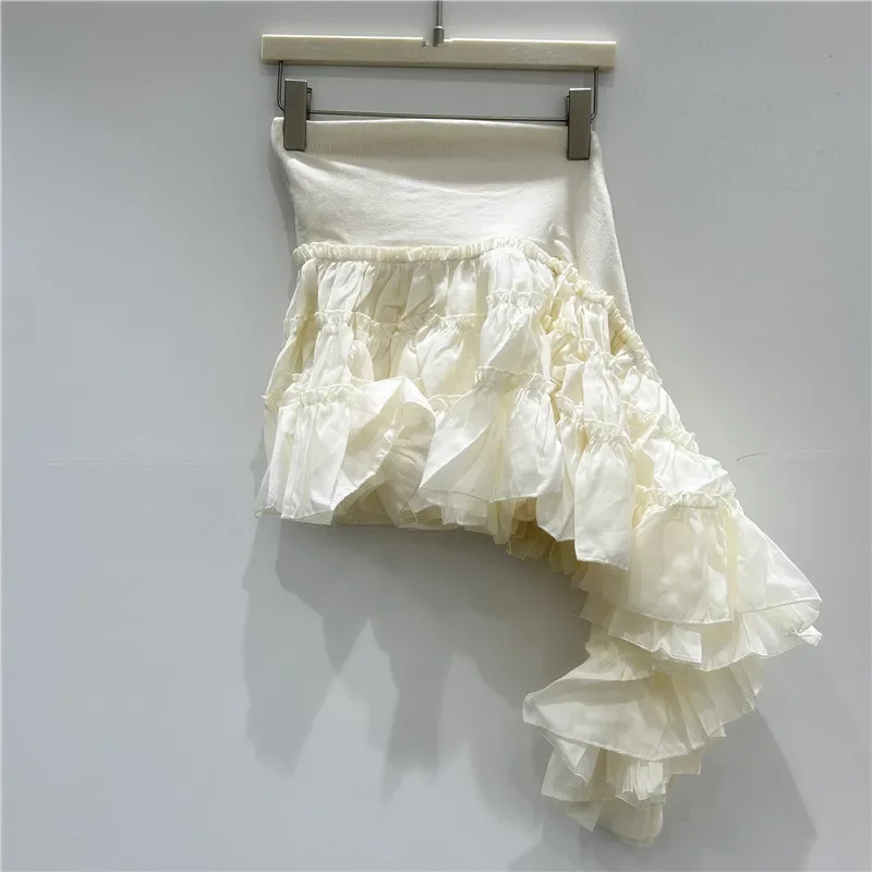

2026 Summer New Irregular Slanted Skirt for Women, Craftsmanship High Waist Versatile A-line Puff Skirt