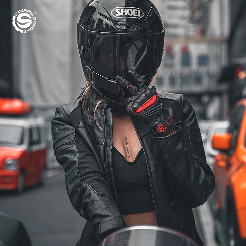 

Women's Leather Jacket Motorcycle Jacket Interior Detachable Built-in CE Protector Anti Fall Riding Clothes Four Seasons