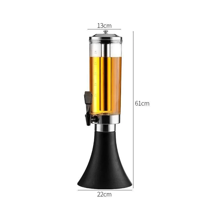 3 Liters PlumWheat Tabletop Chiller and Beverage Dispenser Beer Tower with Ice Tube Chill Rod for Party Bar Restaurant