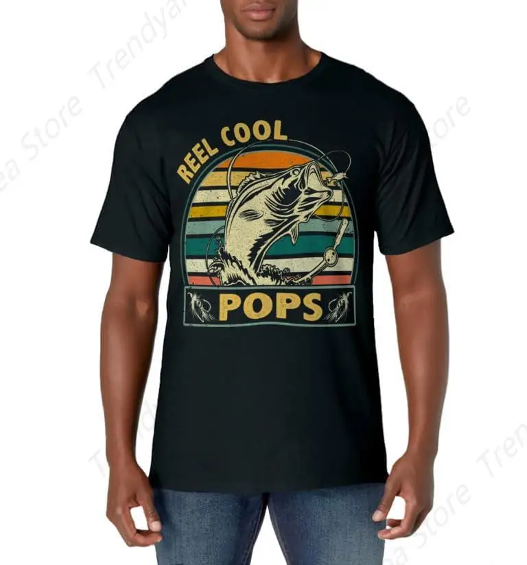 Vintage Reel Cool Pops Fishing Fathers Day For Grandpa Dad T-Shirt