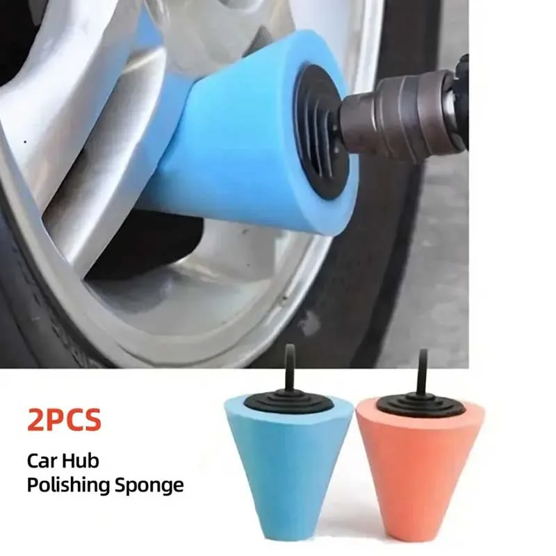 2pcs Car Hub Polishing Sponge Grinding Head Metal Plastic Grinding Conical Sponge Polishing Sponge Wheel