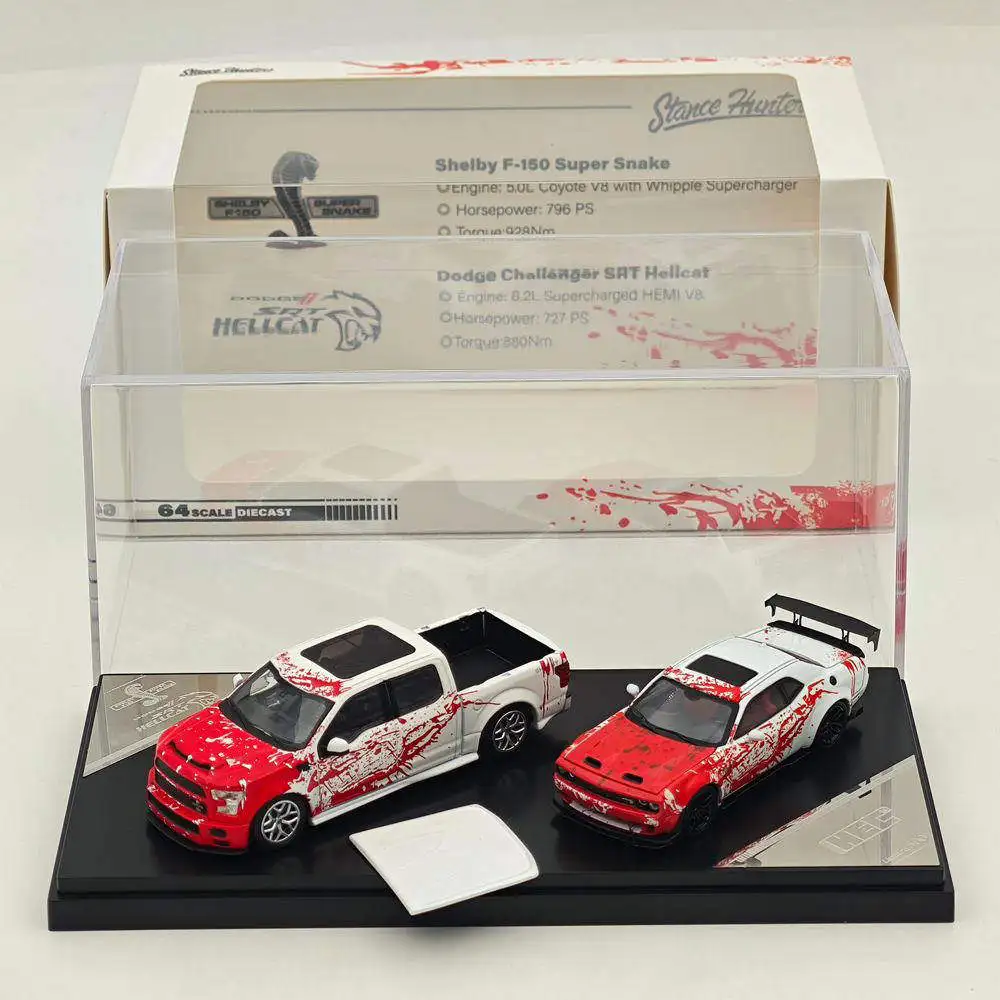 Diecast Stance Hunters 1:64 Scale Ford F150 & Dodge SRT Set Alloy Car Model