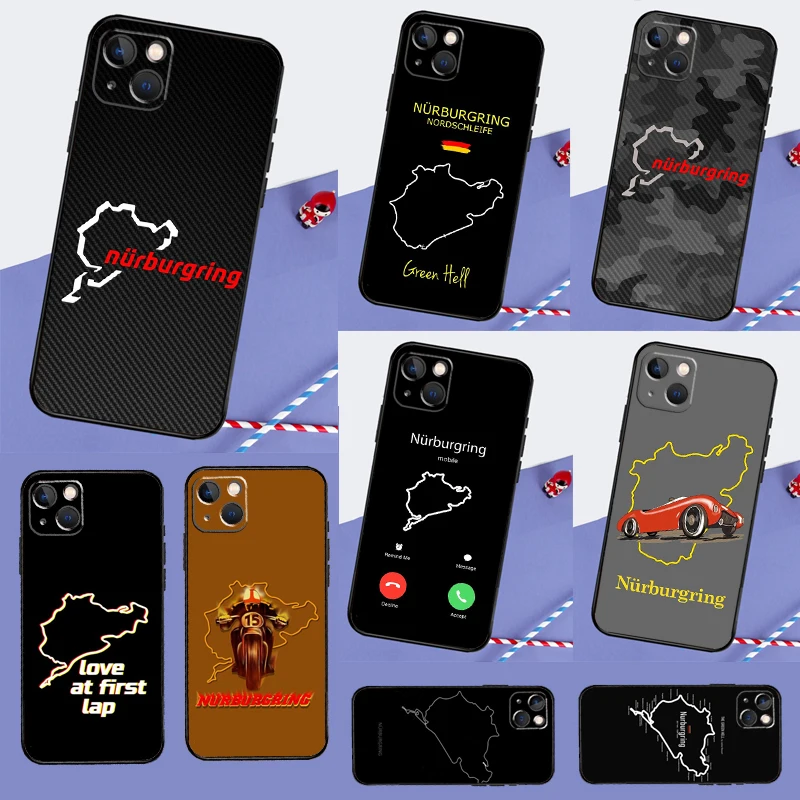 Yarış Motor Sporu Nurburgring Telefon Kılıfı iPhone 16 Pro Max 13 12 Mini 11 14 Pro Max XR 16 Artı 16e 15 Pro Arka Kapak