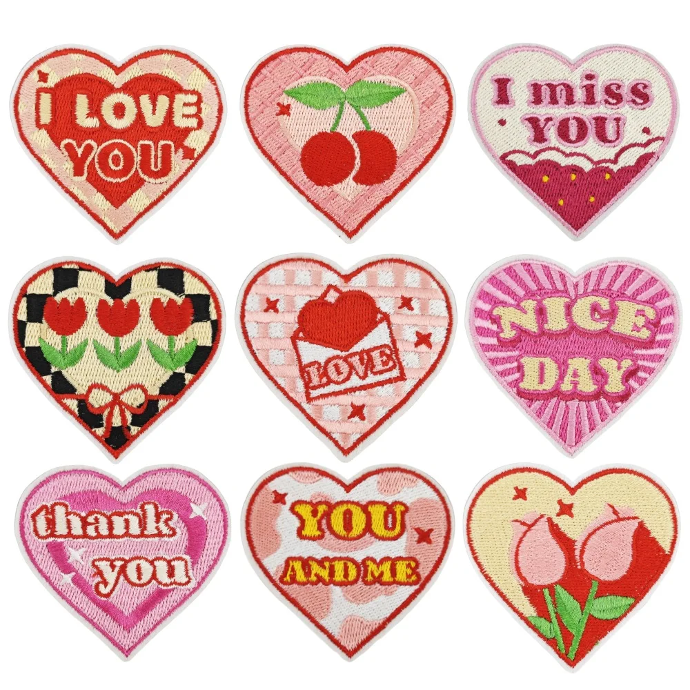 New Heart Shaped Embroidered Iron On Patches for Clothing Accessories Cute Embellishments and Repair Patches