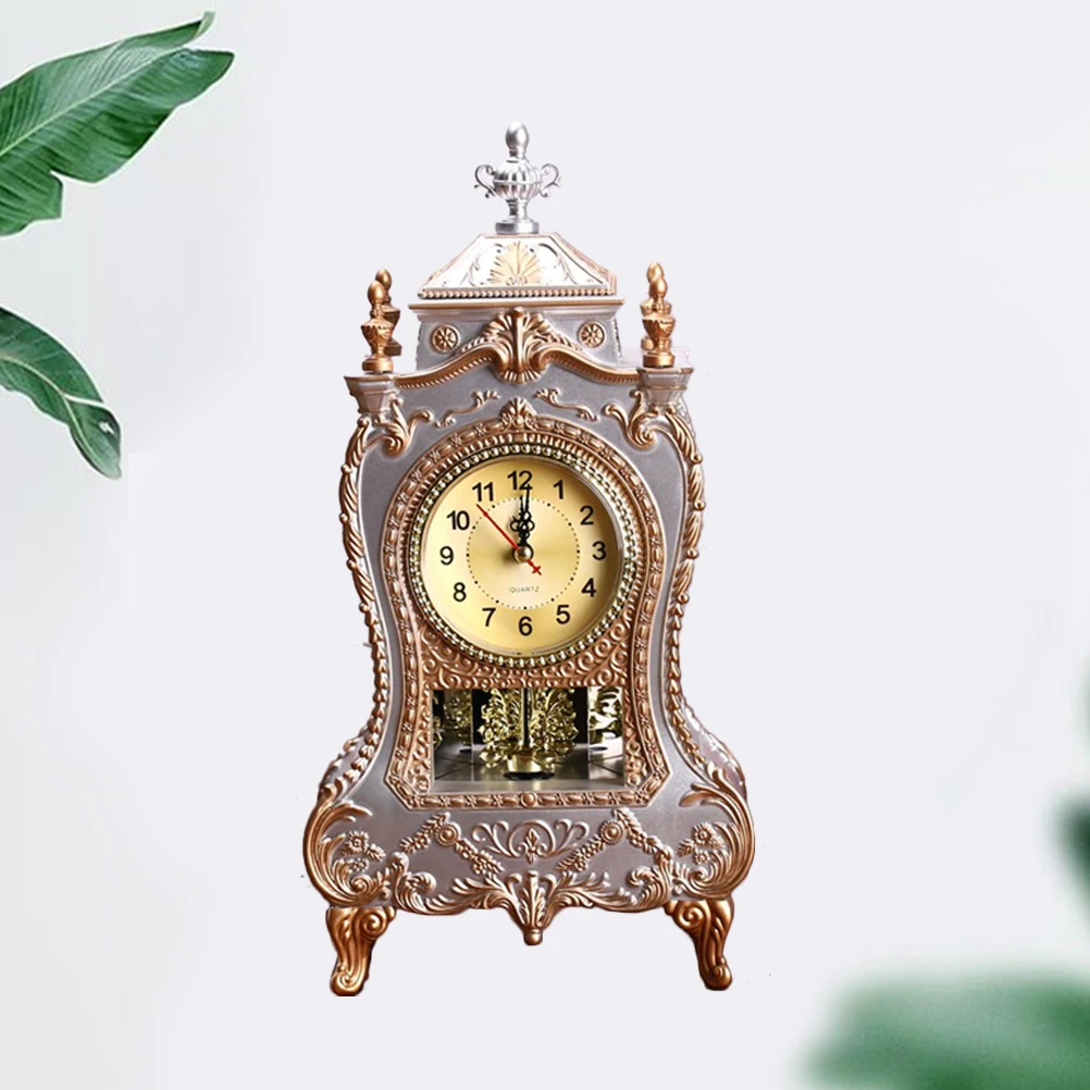 

1pc European Style Musical Time Bell Retro Vintage Decorative Desk Clock For Living Room Bedroom Cafe White Archaistic Pendulum