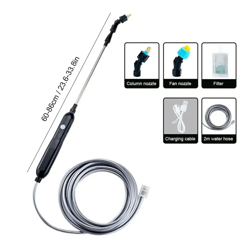 PZHI Electric Atomizer Garden Watering Sprayer with 2m Pipes 2 Nozzles Type-C USB Telescopic Irrigation Tool