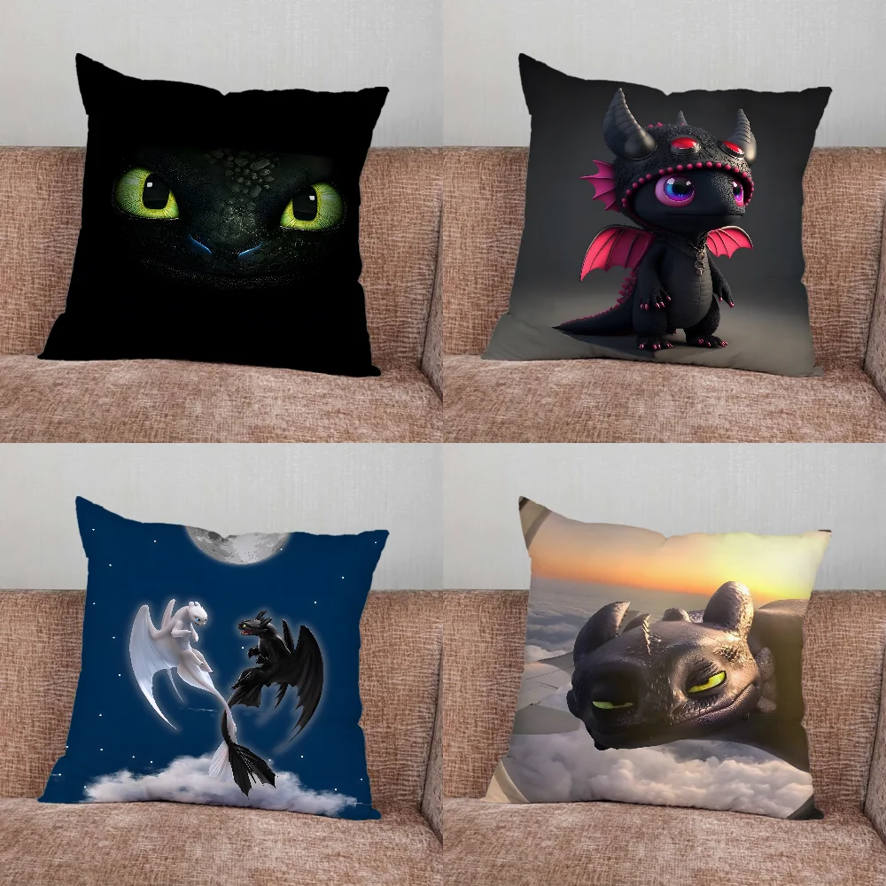 

Cartoon T-Toothless CUTE Pillow Case For Home Bedroom Car Office Decoration Living Room Sofa Cushion Cover Suitable