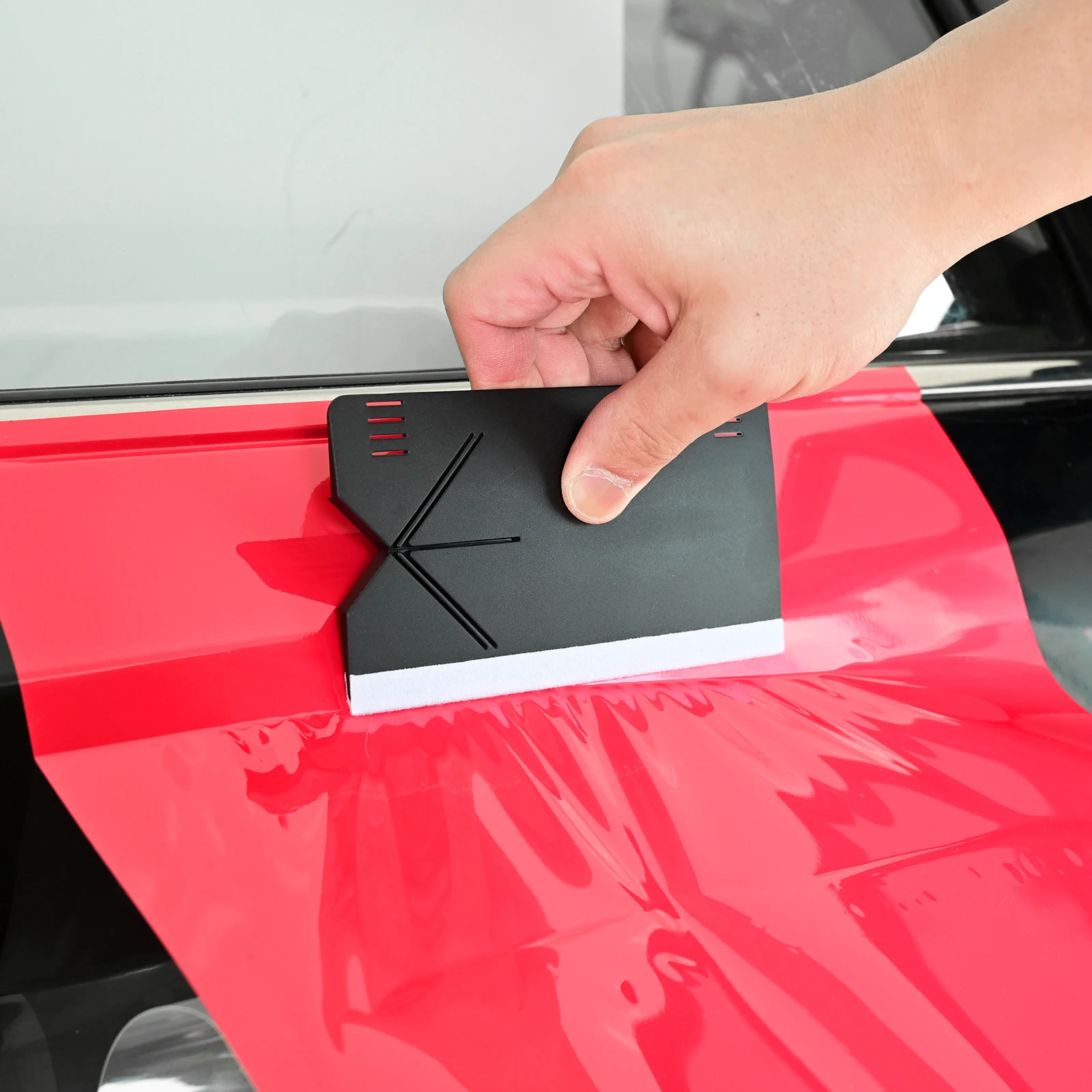 FOSHIO 2pcs Carbon Fiber Film Tint Squeegee Scraper With Felt Edge Car Wrap Decal Sign Making Craft Vinyl Styling Cut Aid Tools