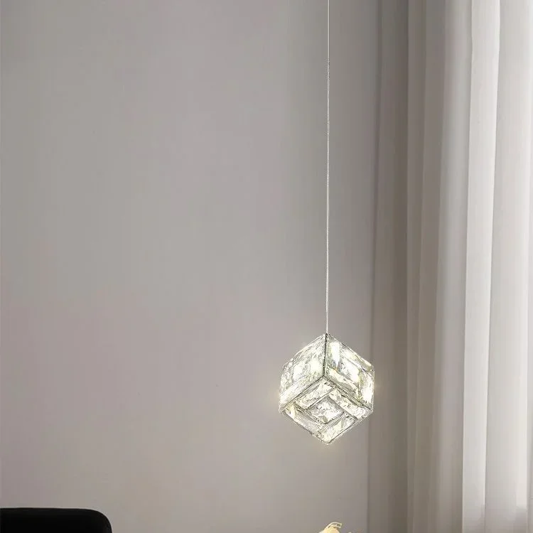 Bedroom bedside dining room small pendant light luxury French crystal bar counter entrance long hanging line lighting fixtures