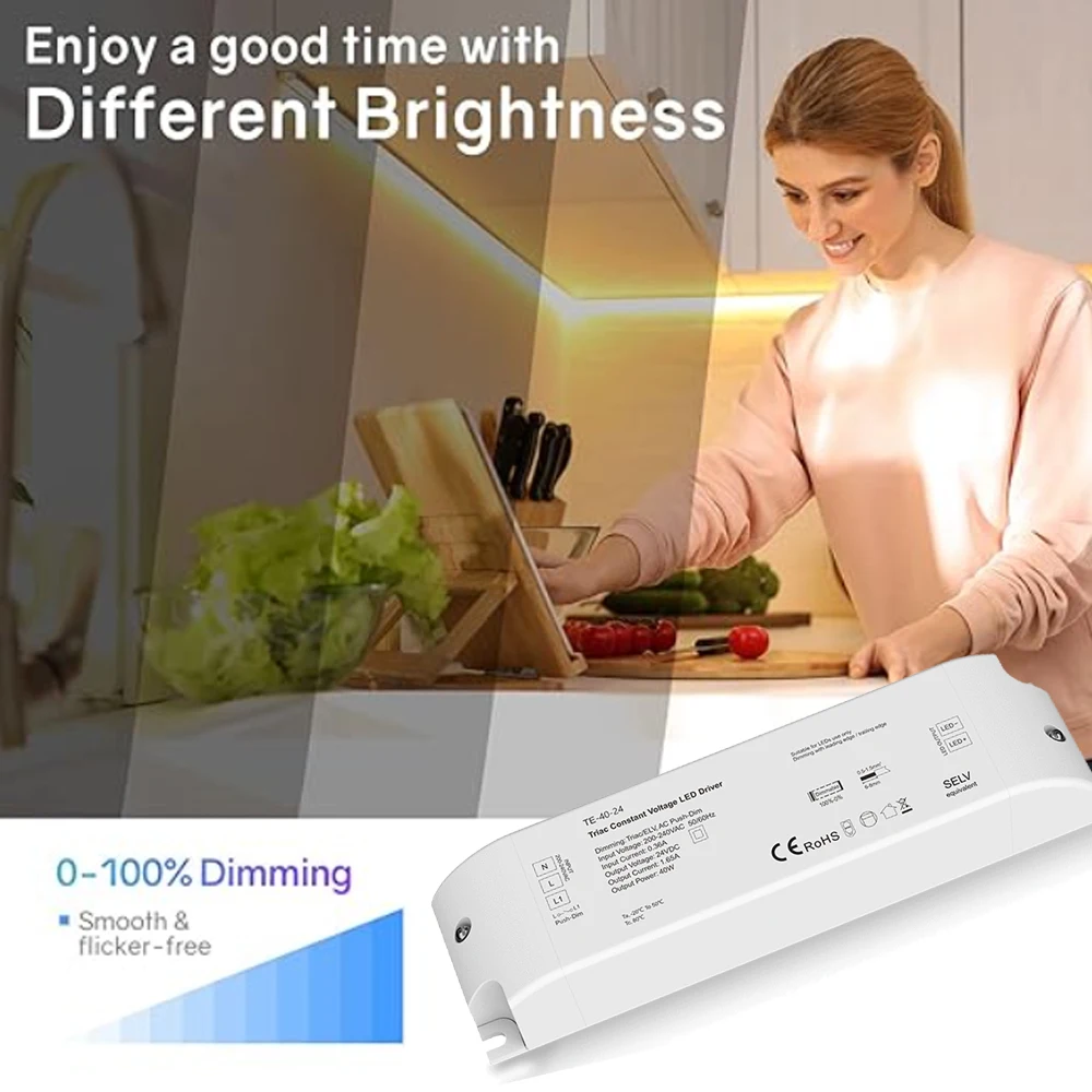 40W 75W Triac Dimming Constant Voltage LED Driver 12V 24V Dimmable Power Supply PWM Digital Dimming For Indoor LED Lighting