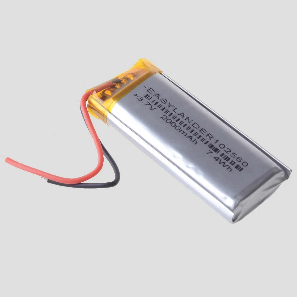 1/2/5 Silicone Wires 3.7V 2000mAh 102560 Rechargeable Lithium Li-ion Polymer Battery