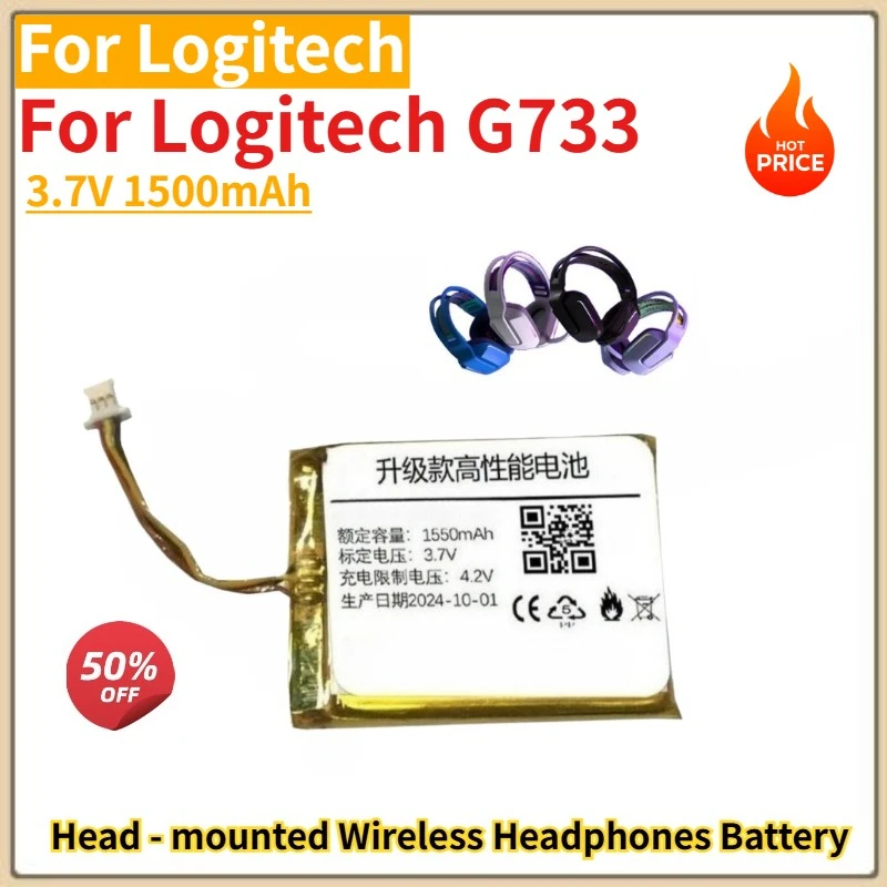 

High Quality battery 3.7V 1500mAh For Logitech G733 LightSpeed Wireless Game Headset Headphones Brand New Replacement Battery