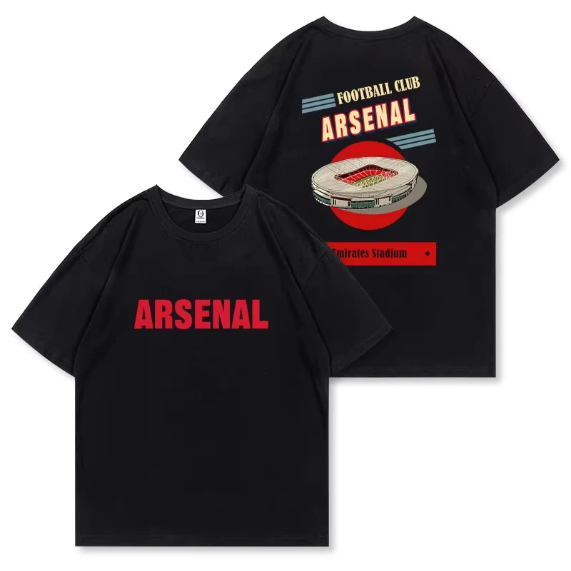Spring/Summer 2026 T-shirt, Emirates Stadium Illustration, American Retro Casual  Short-sleeved
