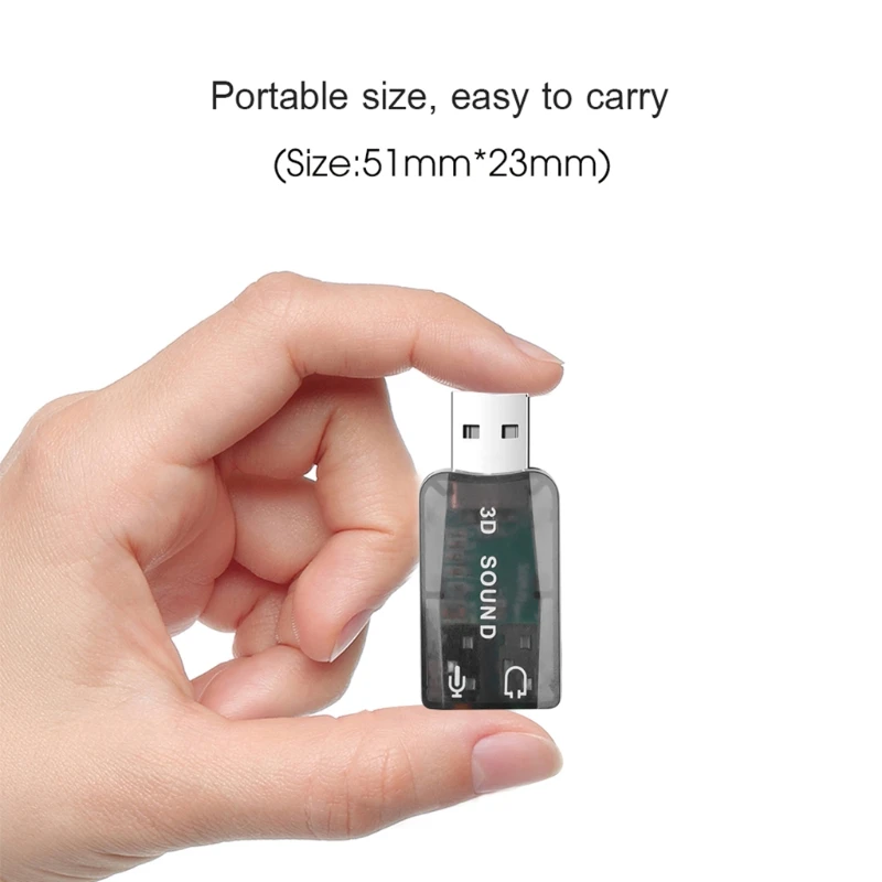 F3KE USB sang 3.5mm Bộ Chuyển Đổi Âm Thanh USB sang Aux Mic Nghe Card Âm Thanh 3D Bên Ngoài