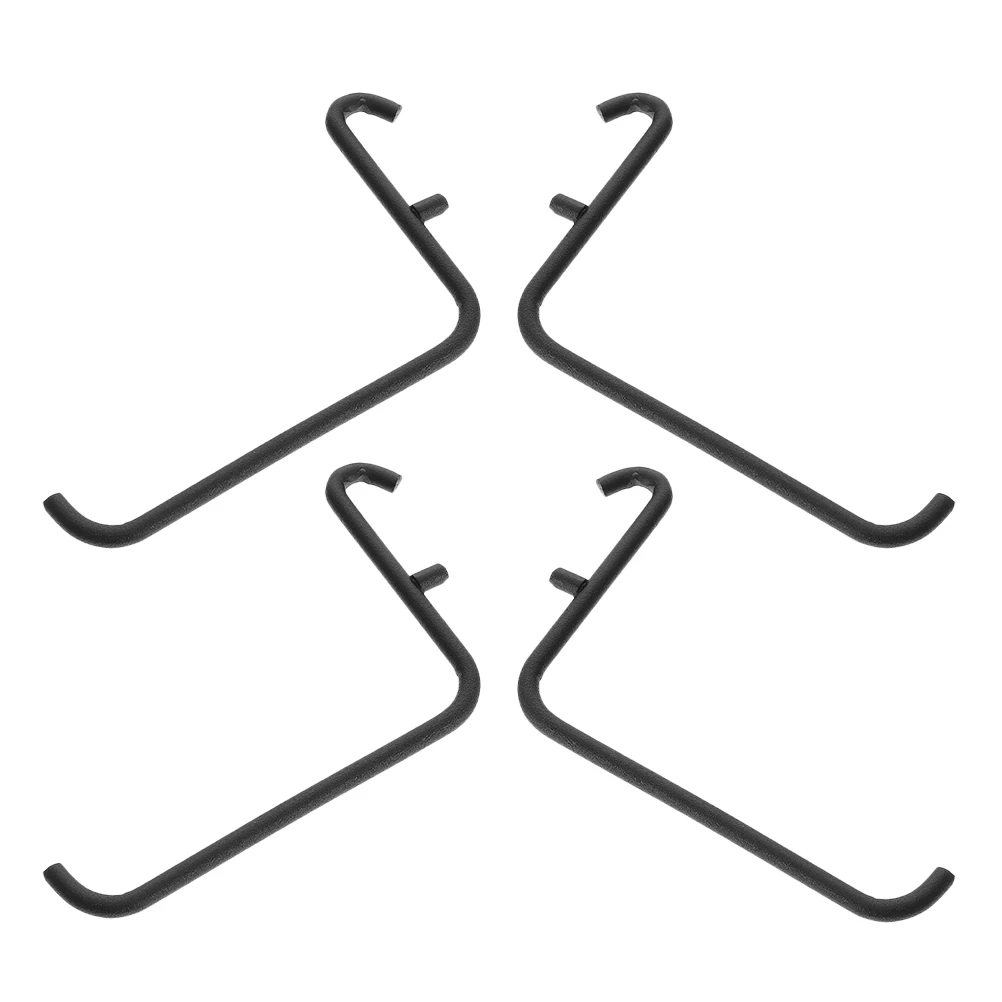 

4pcs Metal Paint Hooks Pegboard Brackets Wall Mount Organizers Black Desktop Tool Storage Fade Resistant Office Use