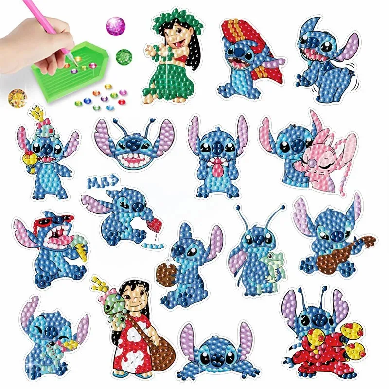 

Disney cartoon Stitch crystal diamond decoration paste painting 5D DIY cross stitch kit, freely paste angel&lilo birthday gift