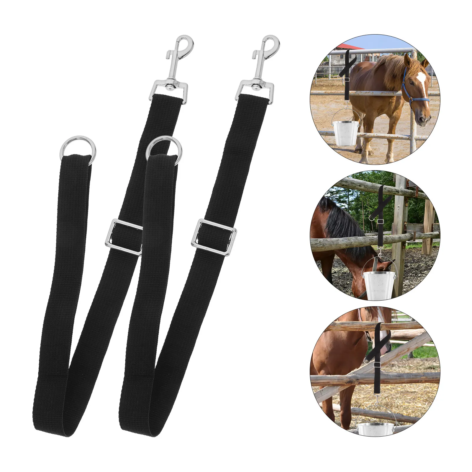 4Pcs Adjustable Nylon Water Bucket Hanging Straps for Horse Stall High Strength Outdoor Feeding Buckets Horse Water Bucket