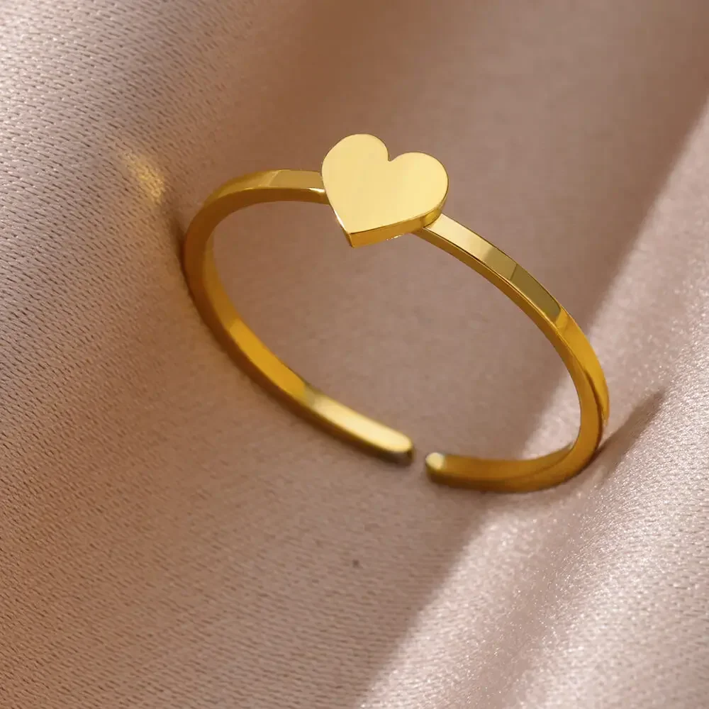 Edelstahlringe für Frauen, ästhetisches Herz, goldfarben, Ehering, Vintage, wasserdicht, Hochzeitsschmuck, Abschlussball, Accessoires, Geschenk