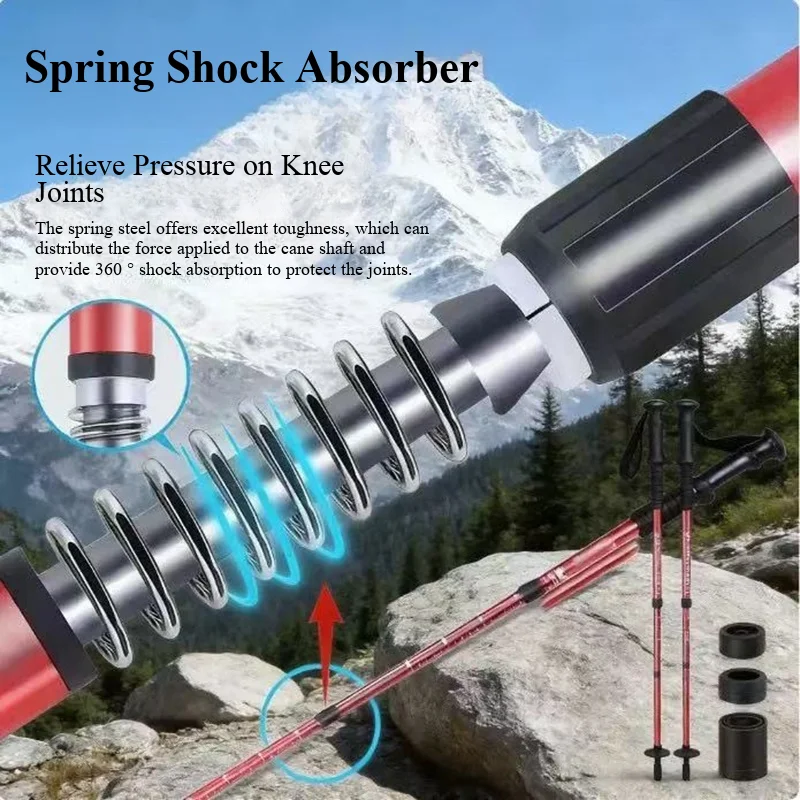 Hiking trekking poles, telescopic poles, outdoor walking sticks, anti-slip trekking poles, aluminum alloy, multi-functional walk