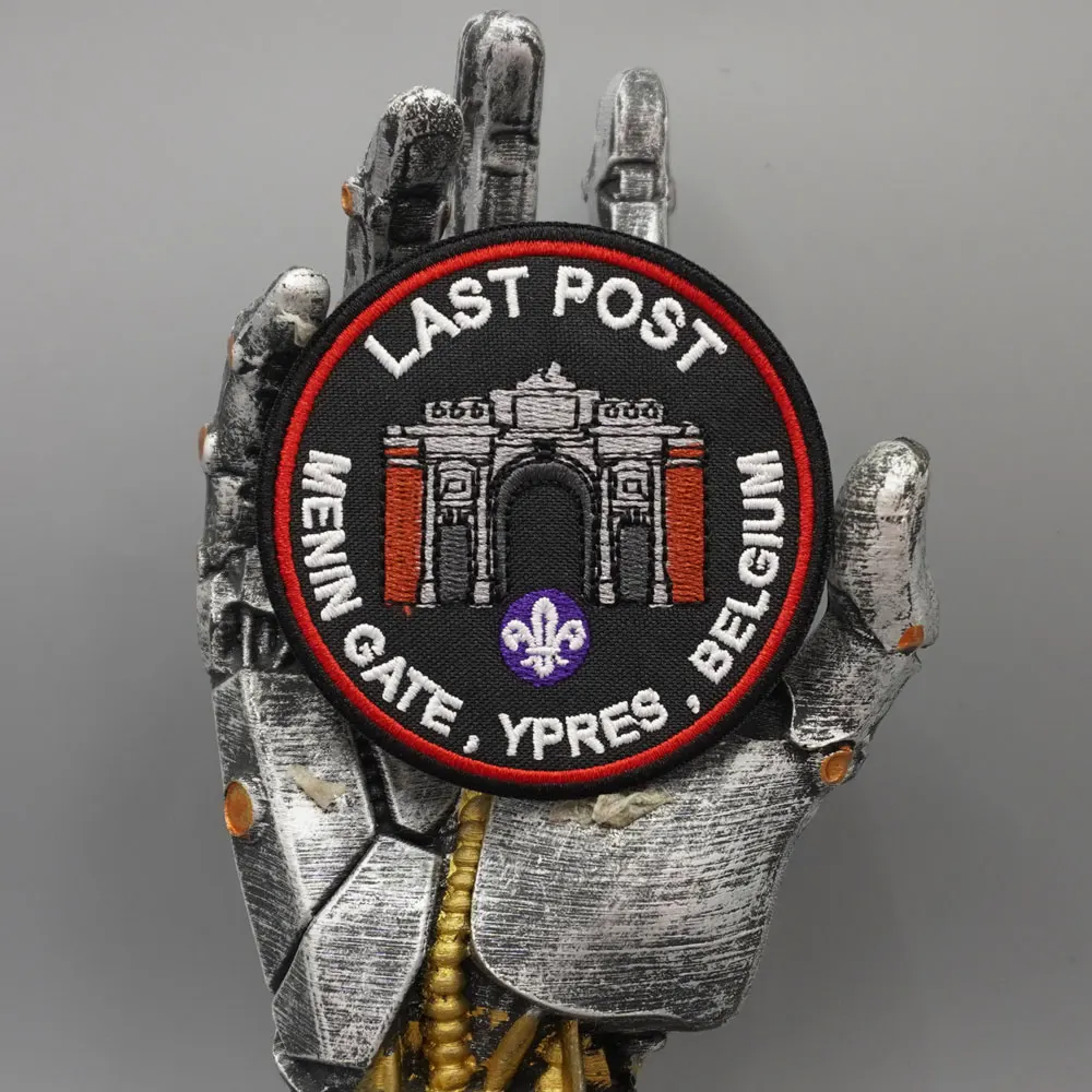 Scouts LAST POST Gestickter Aufnäher, Applikation zum Aufnähen, Punk-Biker-Band-Rock-Kleidungsetikett, Klettverschluss oder zum Aufbügeln – Detail 1