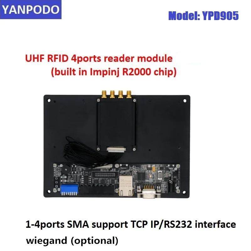 

Yanpodo Long range INDY Fixed RFID Reader Module UHF 4 Ports Impinj R2000 Chip UHF RFID Reading Module for Warehouse Management