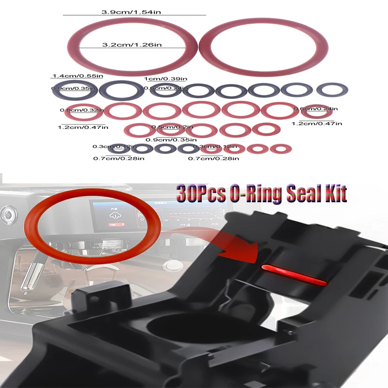 30Pcs Black+red O-Ring Seal Kit Silicone Gasket For Saeco Coffee Machine Brewing Group Spout Connector Sealing Rings Accessories