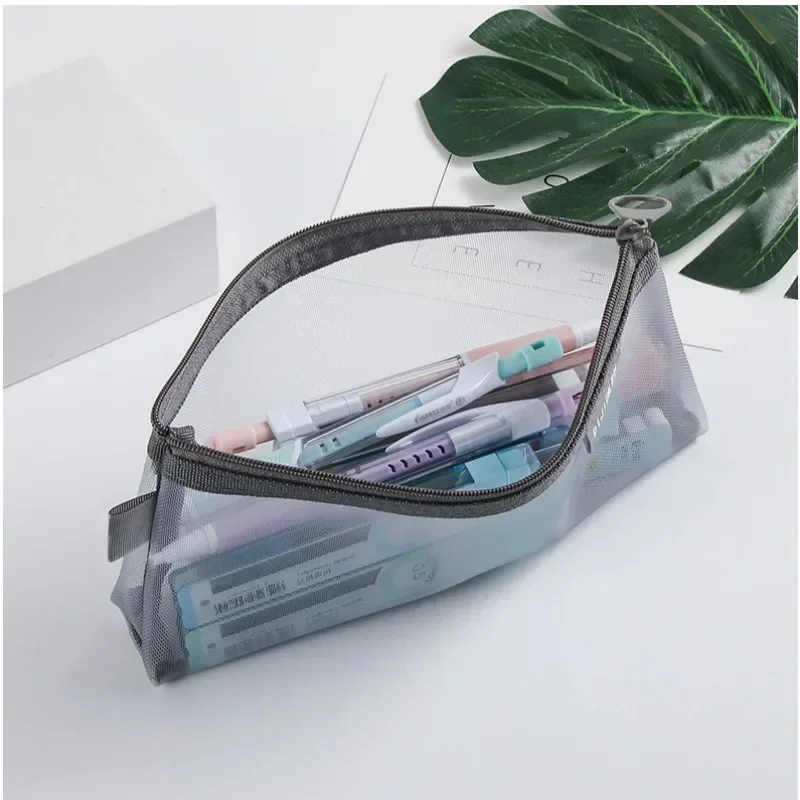 Imagem -04 - Papelaria Transparente Lápis Bolsa Estudante Exame Dedicado Nylon Mesh Pen Case Unisex Bolsa de Grande Capacidade Material Escolar