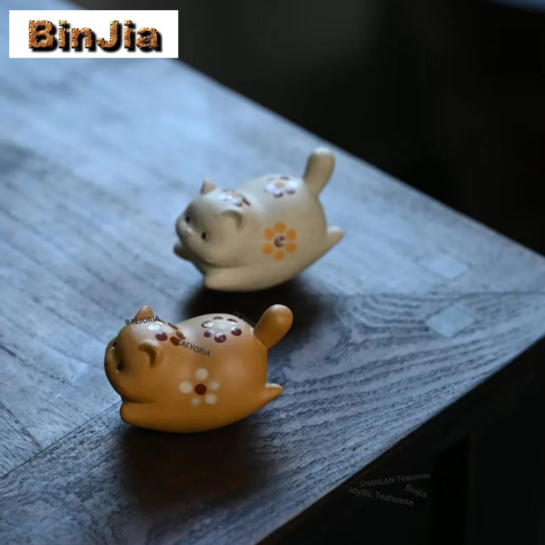 Figura de Gato de la Suerte Japonés de Zisha de Yixing, Mascota de Té, Adorno y Juguete, con función de cultivo de bacterias, Suministros para el cultivo de bacterias