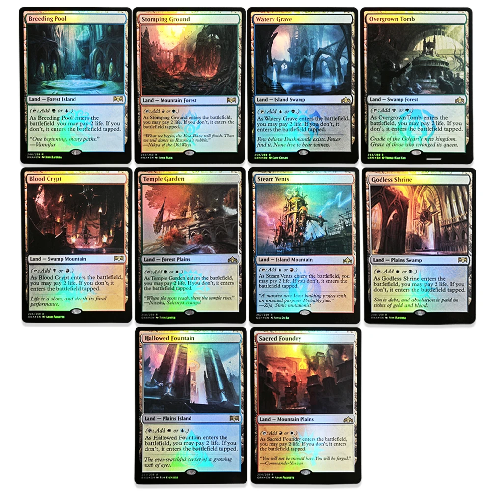 Tarjetas Coleccionables de Juego TCG Raras con Acabado Metálico: Sacred Foundry/Steam Vents/Watery Grave/Breeding Pool - Juguetes, Pasatiempos, Regalos para Niños