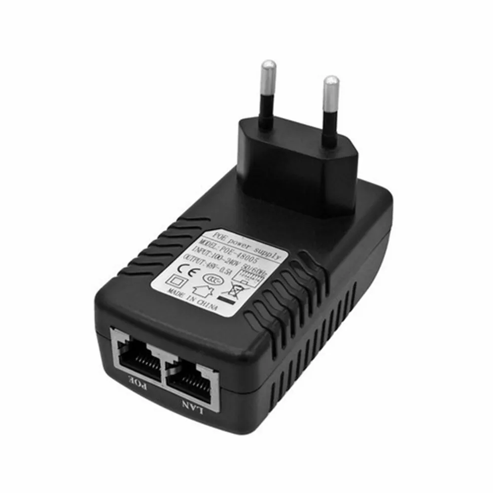 DC48 V 0.5A 100Mbps Base-T PoE Injector Power Adapter Compliant to IEEE802.3af input AC100-240V Support POE camera