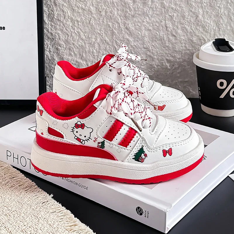 

Hello Kitty Kids Christmas Red Sneakers 2025 Fall - Cartoon Board Shoes, Casual Shoes for Big Girls KT Cat Trainers