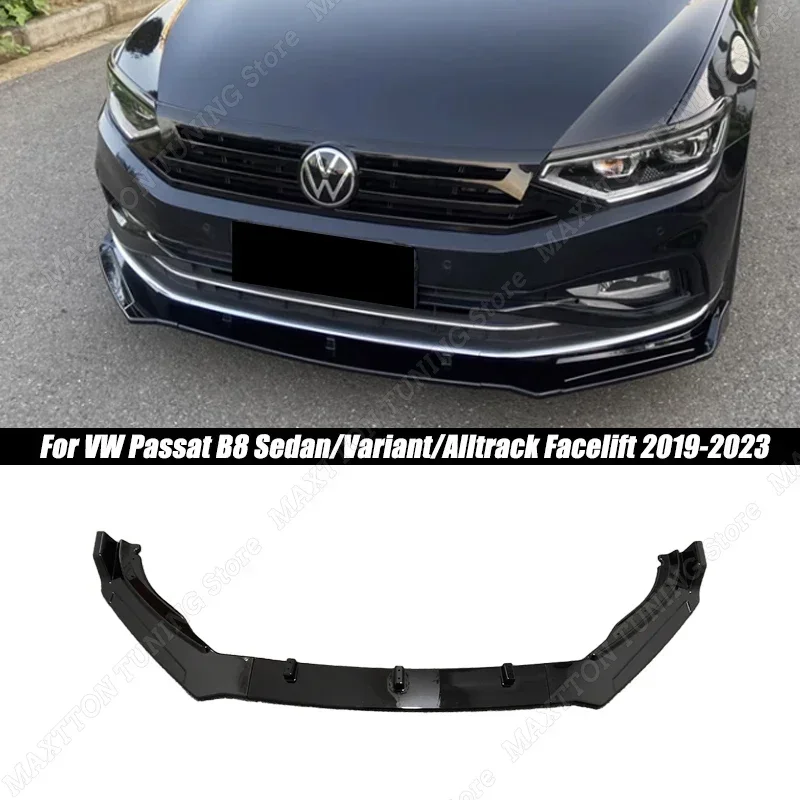 Błyszczący czarny przedni zderzak samochodowy Splitter Lip Spoiler Body Kit Dyfuzor do VW Passat B8 Sedan Variant Alltrack Facelift 2019-2023
