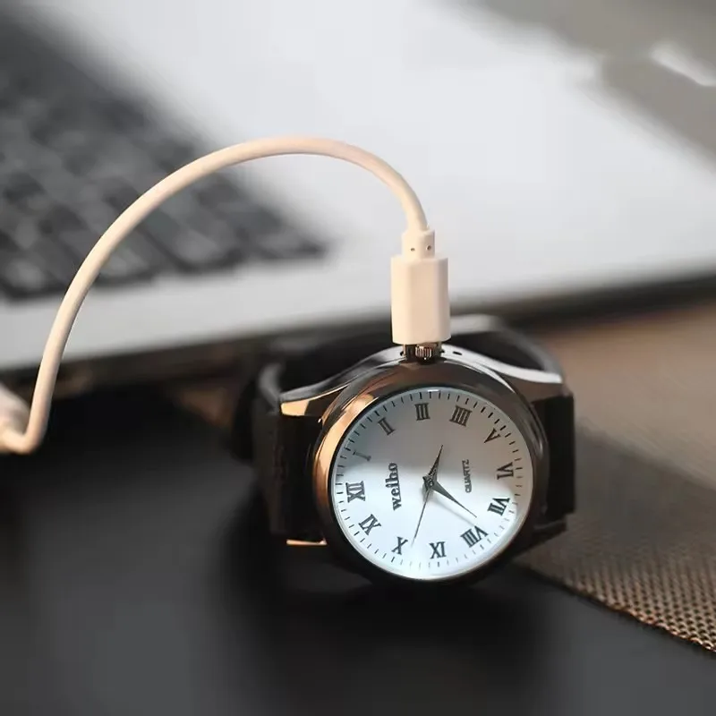 New Unusual Creative Watch Gold Portable Lighter Windproof Flameless Charging USB Cigarette Lighter Tool Exquisite Men's Gift view 3