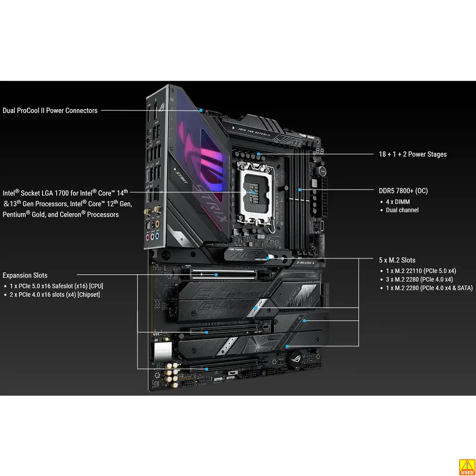 ASUS ROG STRIX Z790-E GAMING WIFI Motherboard Socket LGA1700 CPU DDR5 7800+(OC) MHz Memory Chipset Z790 ATX Mainboard - 2
