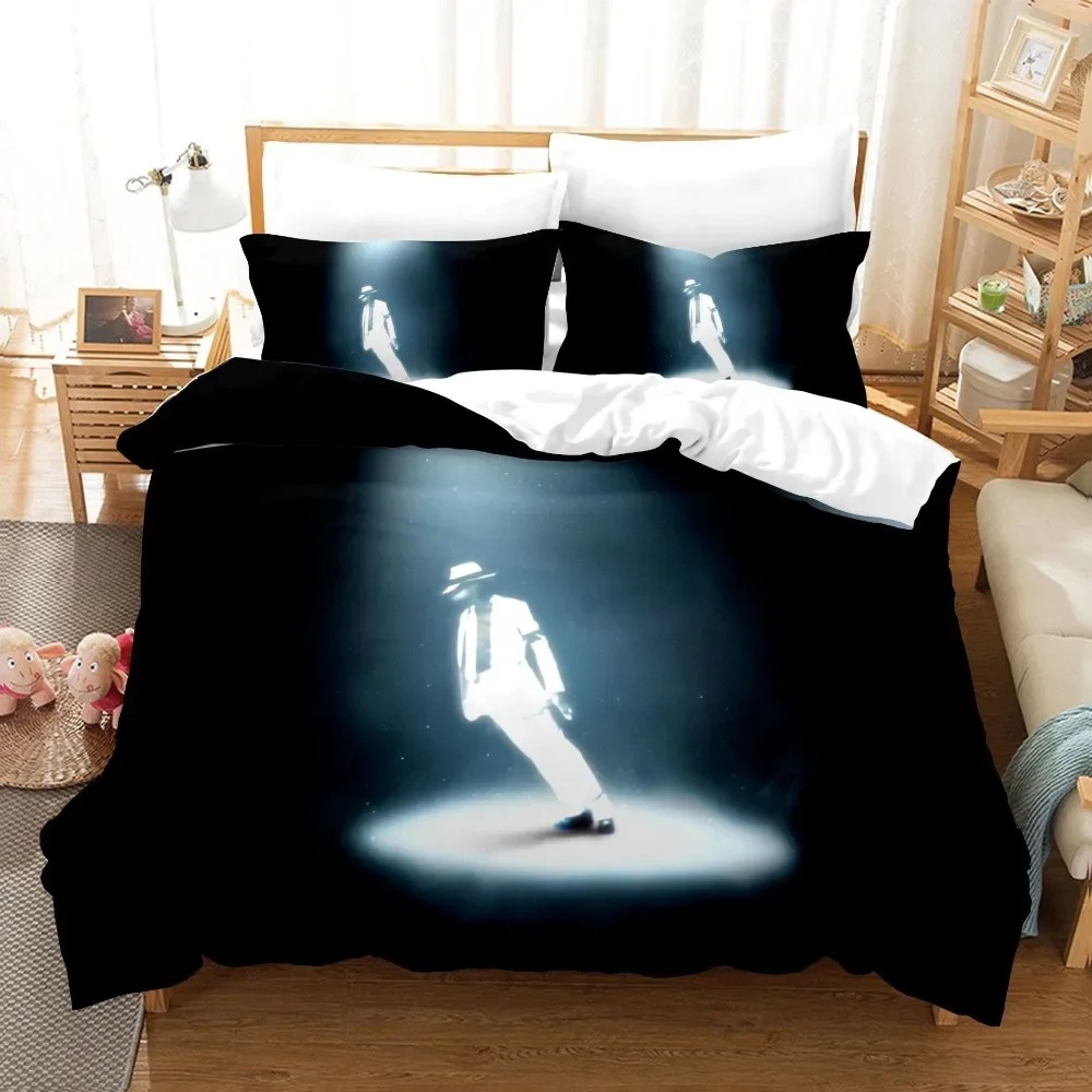 3D-gedrucktes Michael Jackson Bettwäsche-Set, Bettbezüge, Kissenbezüge, Tröster, Bettwäsche-Set, Bettwäsche, Textil, Zuhause, Königin, König, Einzelbett – Detail 4
