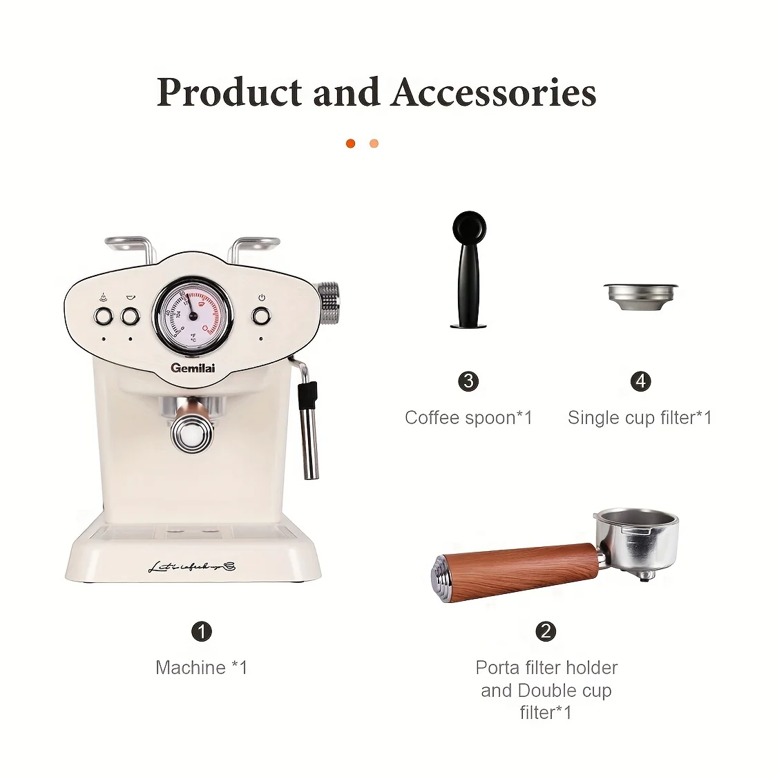 coffee maker machine Semi-automatic Espresso 15bar Retro Design  With Milk Frother design coffee frother