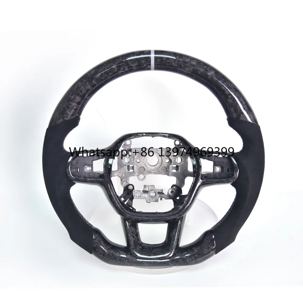 Suitable for Honda Civic Sport Modified Forged Carbon Fiber Steering Wheel Assembly Perforated Leather Customized Upgrade