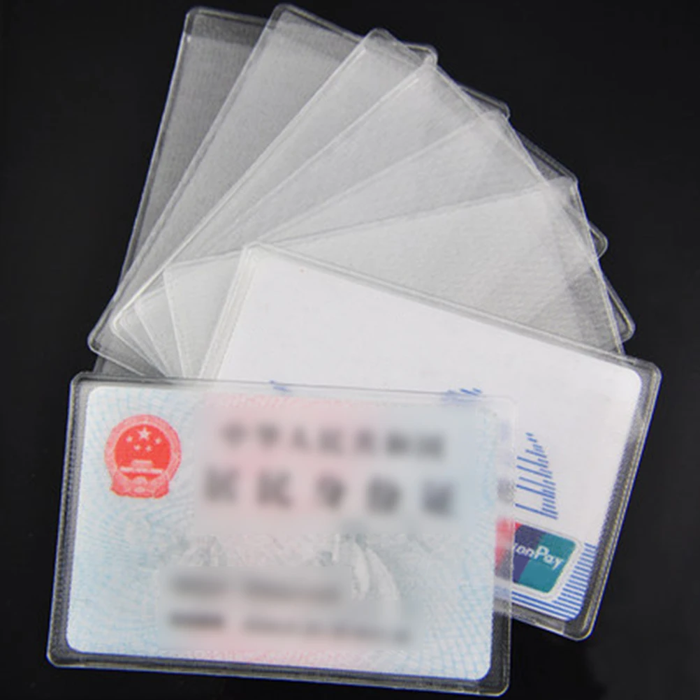 

12pcs Bus Card Holders Transparent Pvc Covers Lightweight Anti-Magnetic Storage For Bank Identity Membership Meal Cards