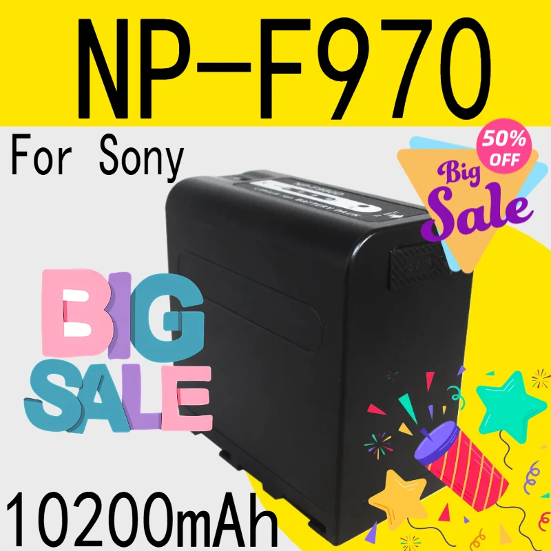 For Sony NP-F970 1000C 1500C 2500C 198P NX100 Battery with LED Power Indicator 7.2v NP-F970D Rechargeable Batteries 10200mAh