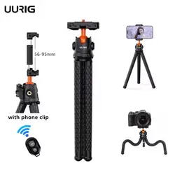 UURIG Octopus Flexible Tripod For Phone SLR DSLR Gopro Camera Tripod Extend 1/4'' Screw With Ballhead ColdShoe Phone Clip Remote